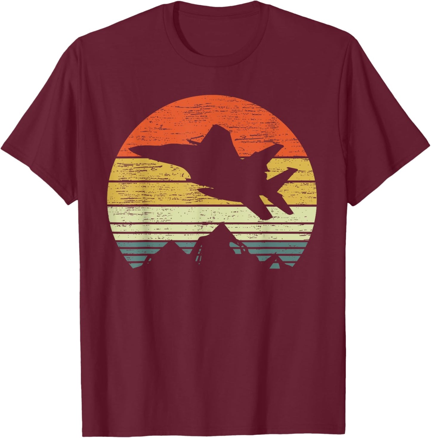 F-15 Eagle Military Jet Vintage Sunset Veteran Pilot Gift T-Shirt - T-Shirt | Maroon