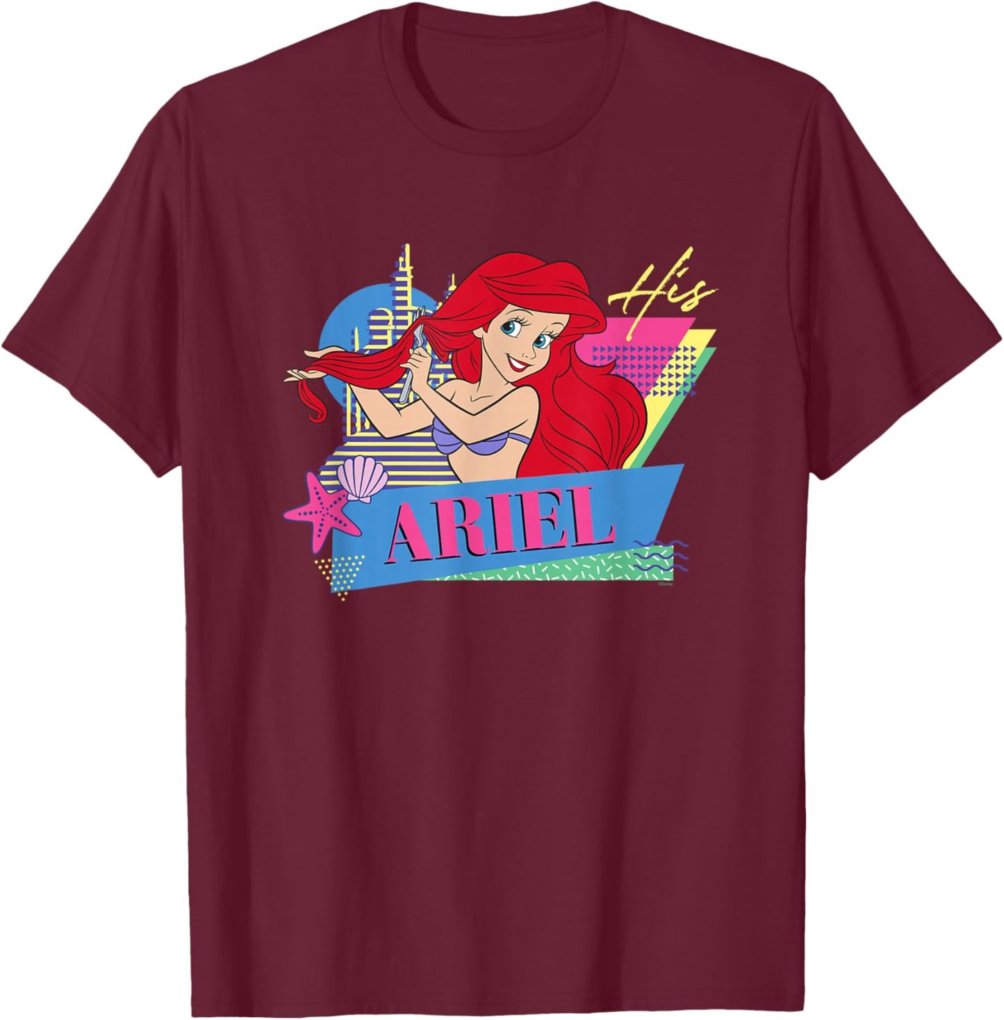 Disney The Little Mermaid Retro Couples Matching His Ariel T-Shirt - T-Shirt | Maroon