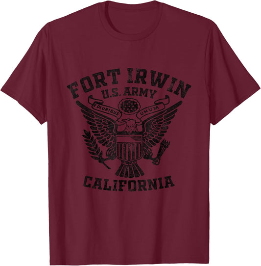 Fort Irwin US Military Base California CA Ft Irwin Vintage T-Shirt - T-Shirt | Maroon