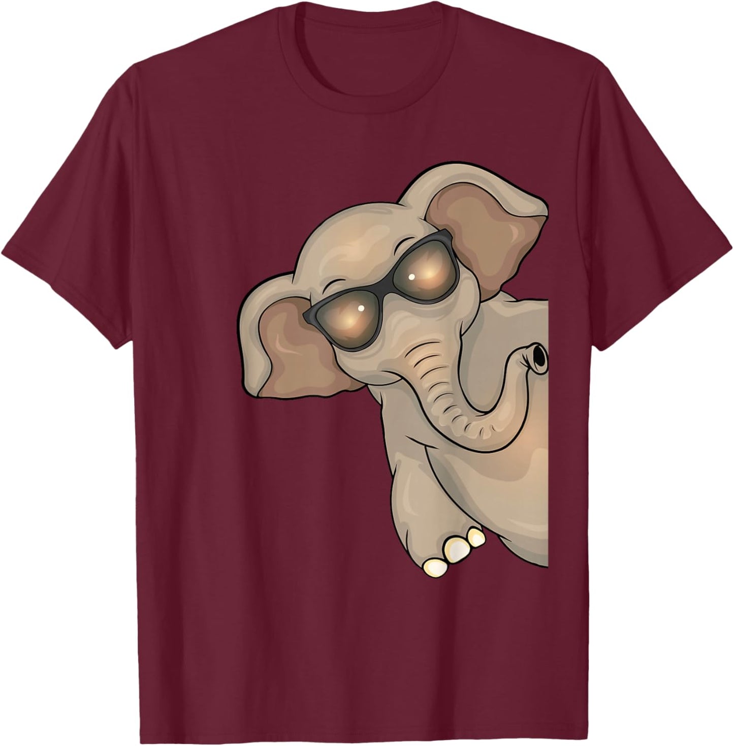 Cool Elephant with Sunglasses Kids Elephant Lover T-Shirt - T-Shirt | Maroon