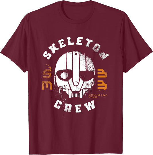 Star Wars Skeleton Crew Distressed First Mate SM-33 Mask T-Shirt - T-Shirt | Maroon