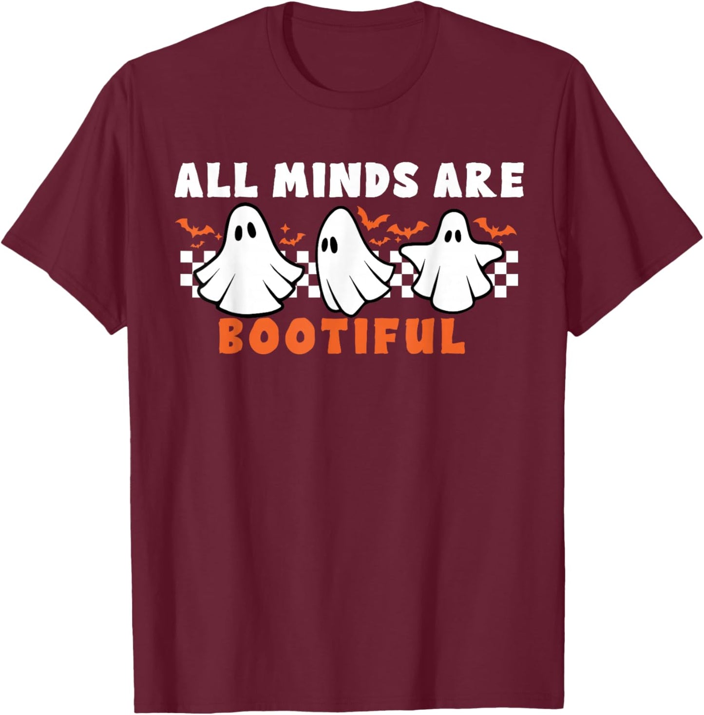 Mental Health Autism Awareness Ghost Teacher Halloween T-Shirt - T-Shirt | Maroon
