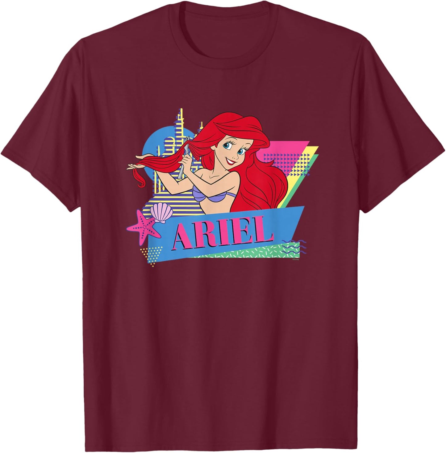 Disney The Little Mermaid Retro Couples Matching Ariel T-Shirt - T-Shirt | Maroon