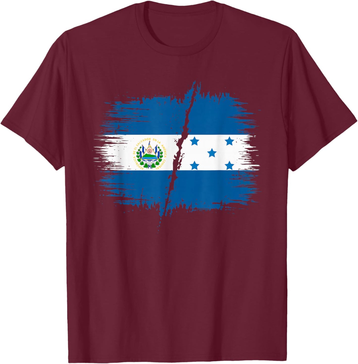 Half Salvadorian Half Honduran Honduras Flag El Salvador T-Shirt - T-Shirt | Maroon