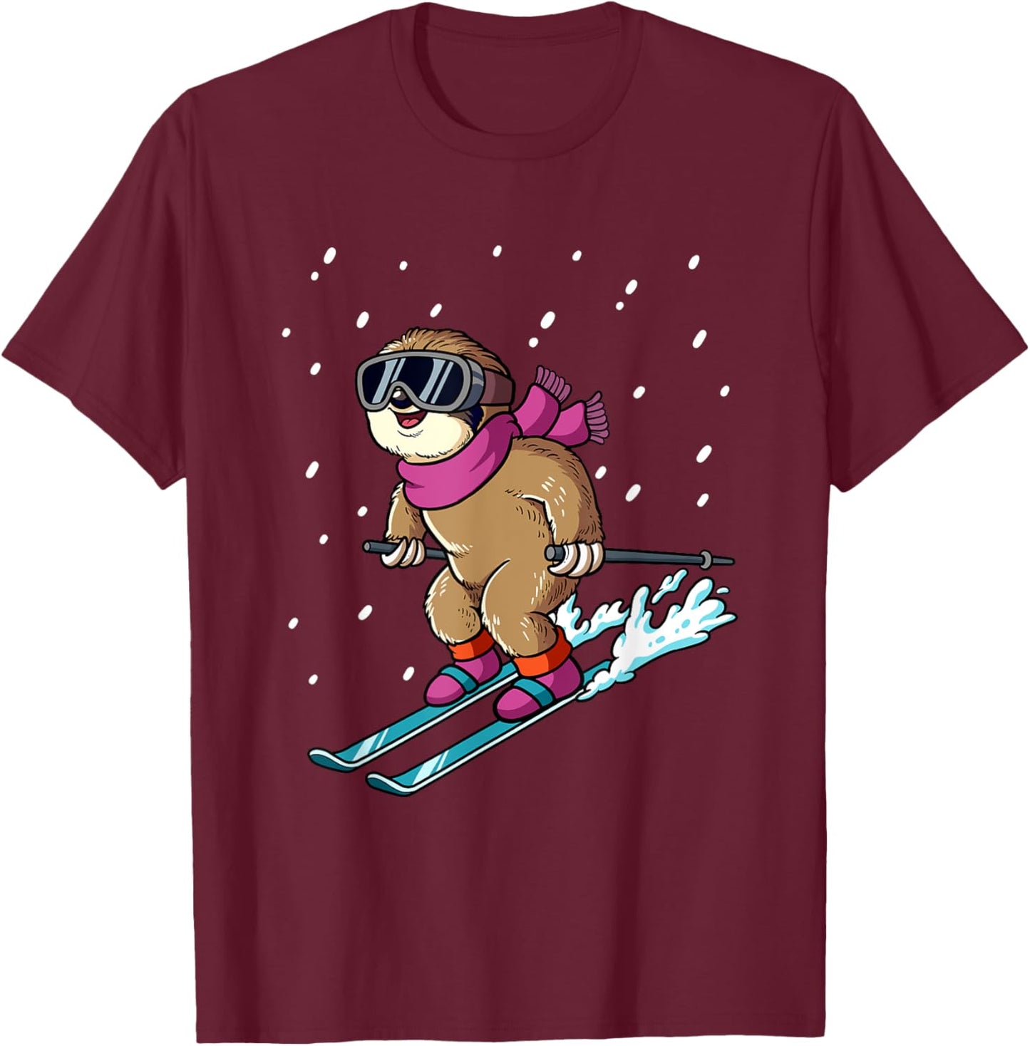 Ski Skiing T-Shirt - T-Shirt | Maroon