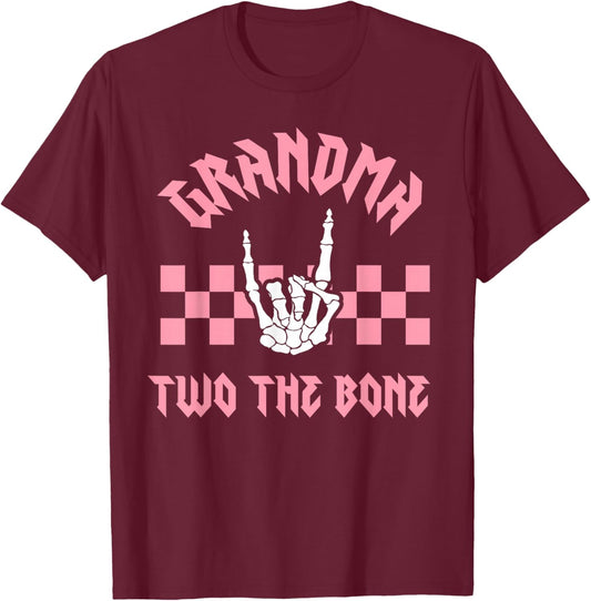 Grandma Bad Two the Bone Birthday 2 Years Old Birthday T-Shirt - T-Shirt | Maroon