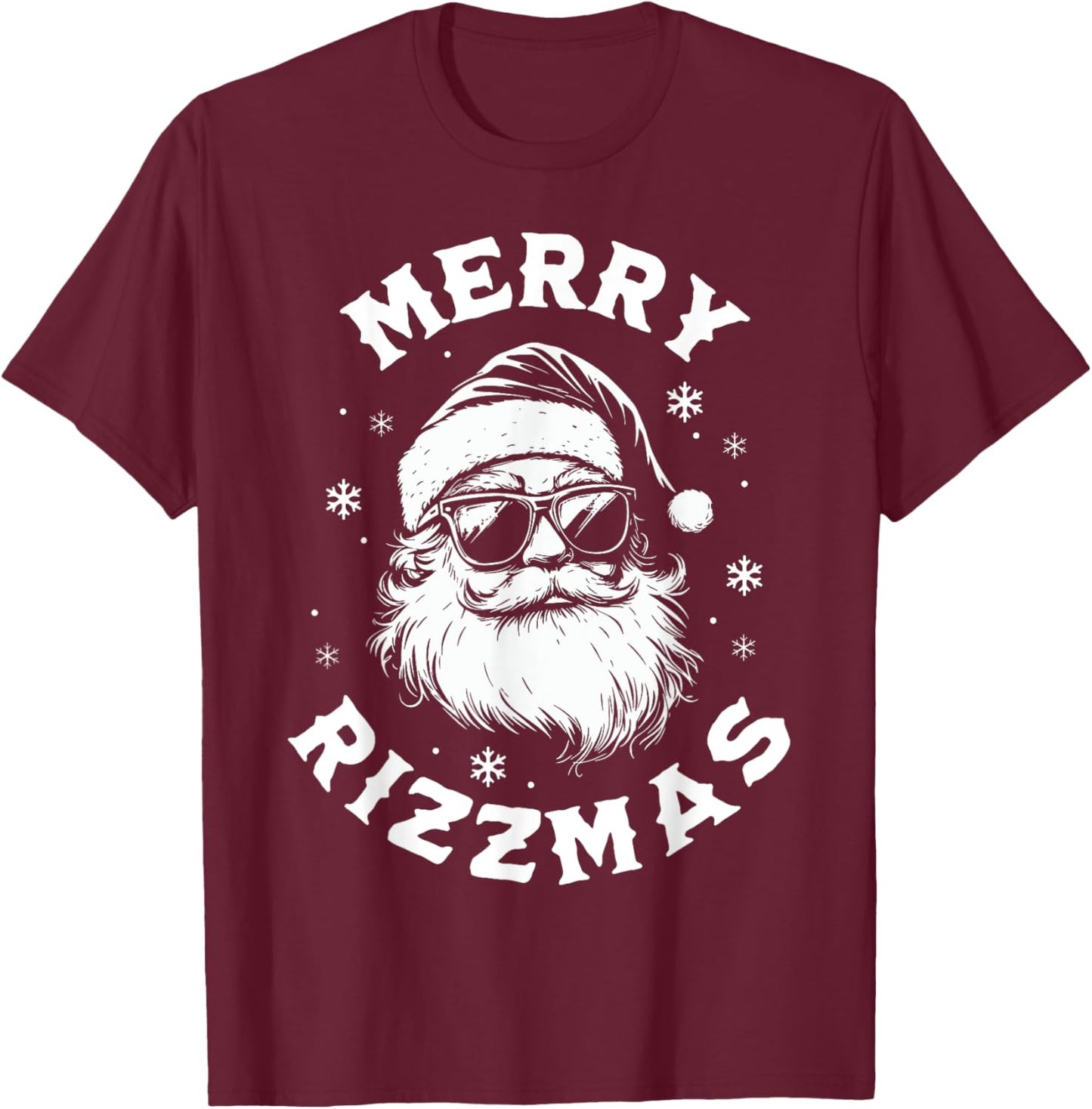 Merry Rizzmas Kids Teens School Funny Christmas Santa Claus T-Shirt - T-Shirt | Maroon