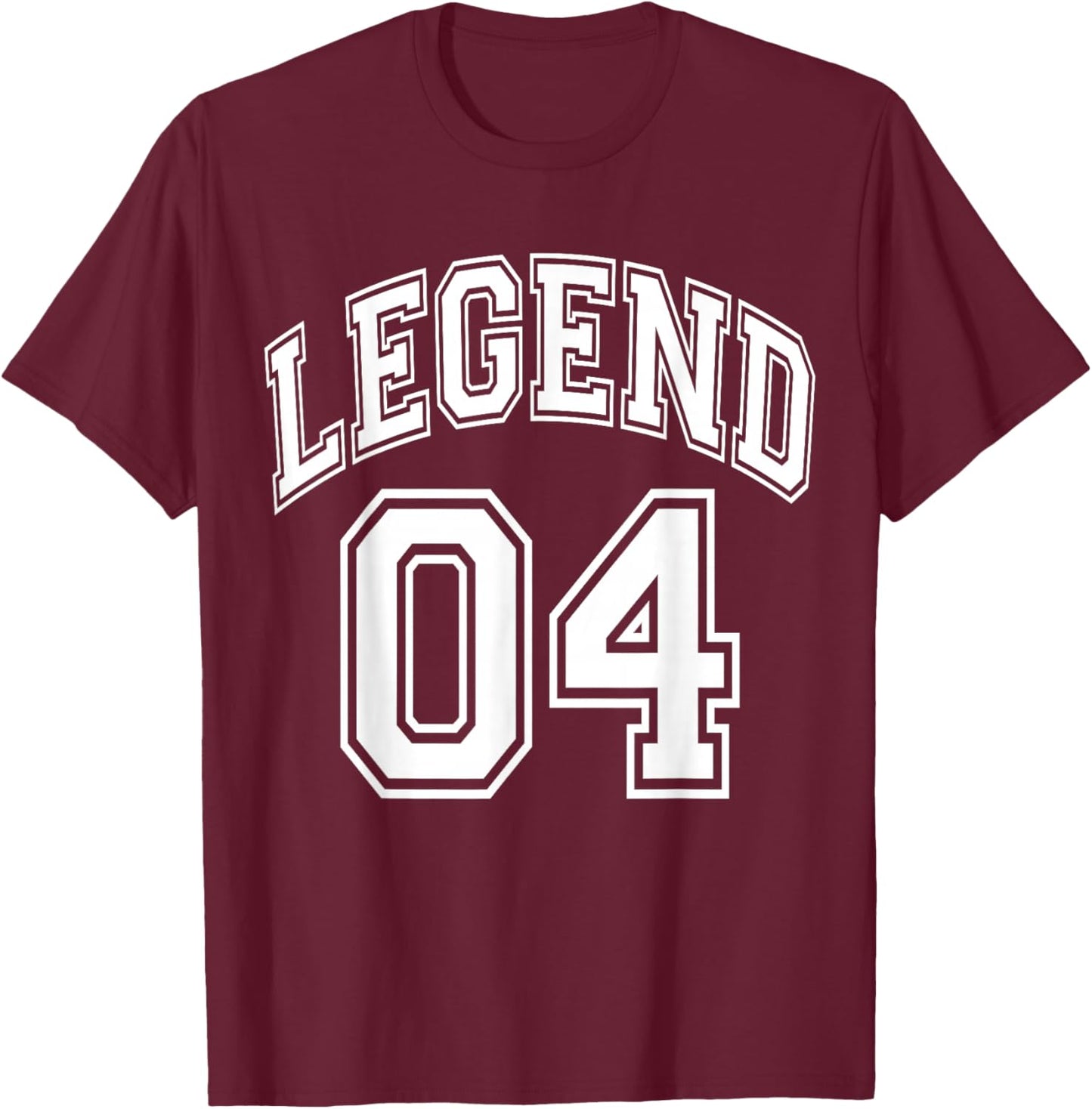 Legend 04 Number Varsity Team - 04th Birthday & 04 Years Old T-Shirt - T-Shirt | Maroon