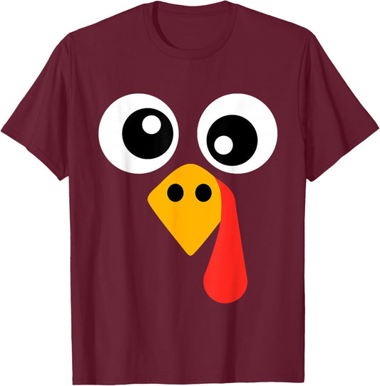 Funny turkey face for thanksgiving kids and family T-Shirt - T-Shirt | Maroon