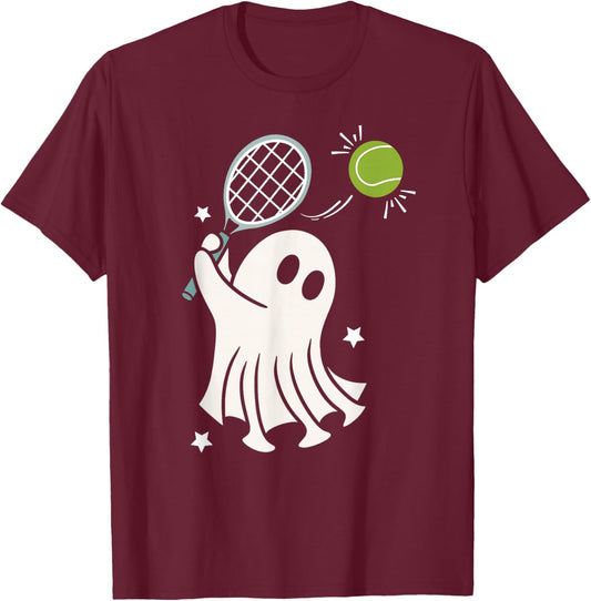 Funny Halloween Ghost Tennis Kids Boys Girls Tennis Lovers T-Shirt - T-Shirt | Maroon