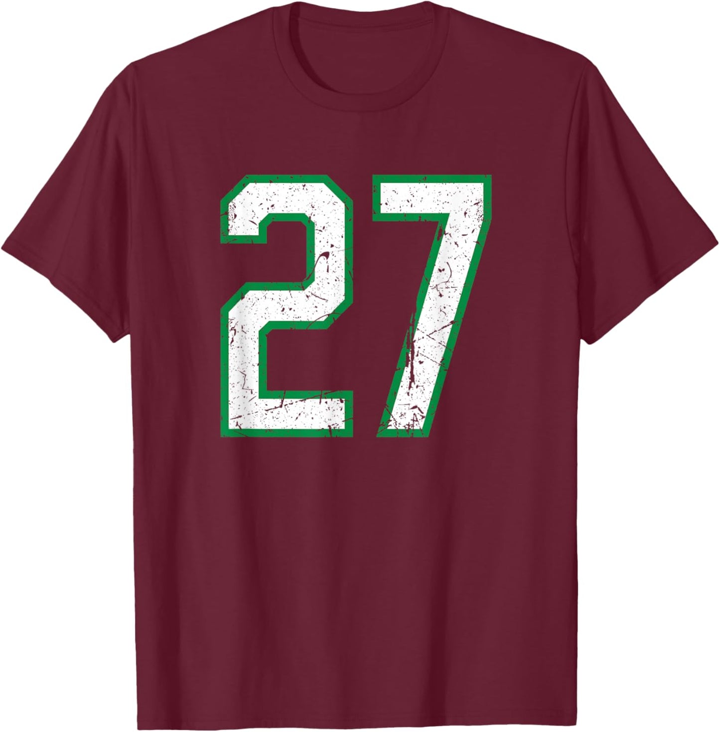 Vintage Sports Number #27 T-Shirt - T-Shirt | Maroon