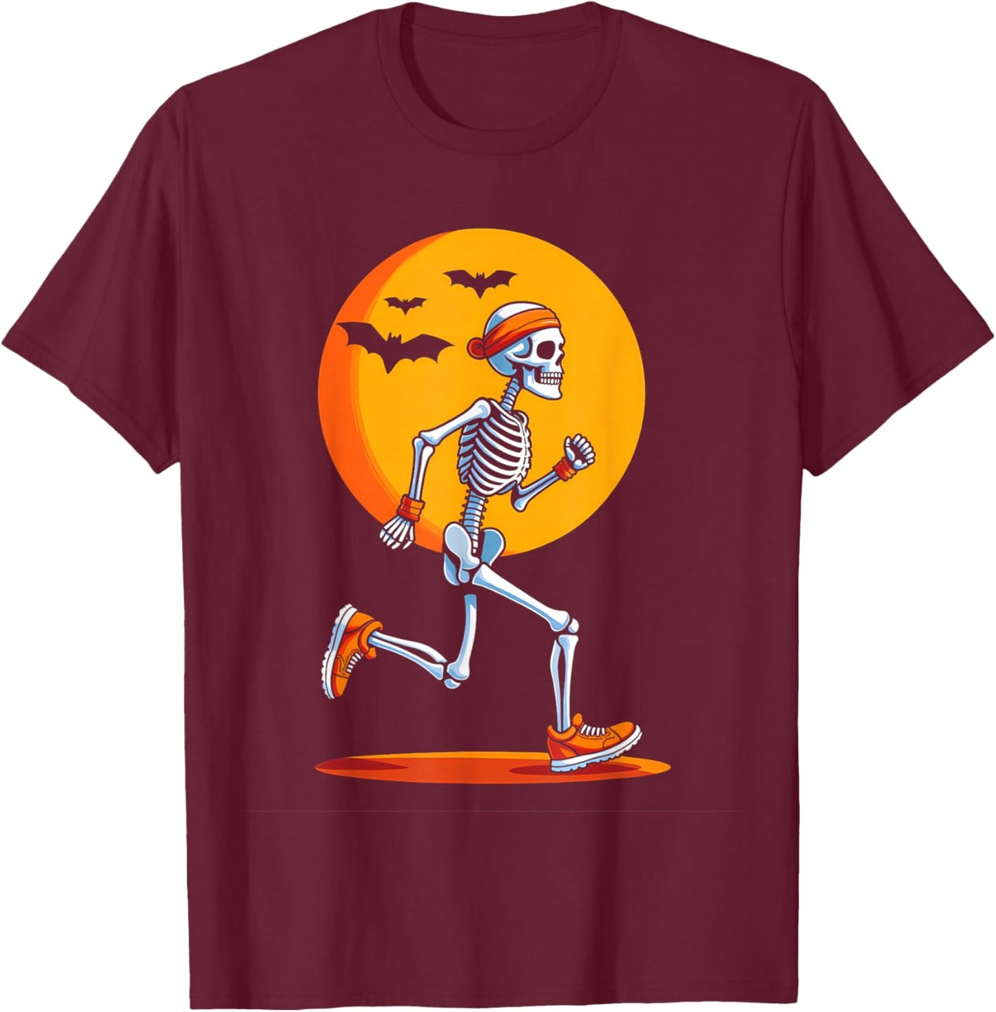 Running Skeleton Funny Halloween Costume T-Shirt - T-Shirt | Maroon