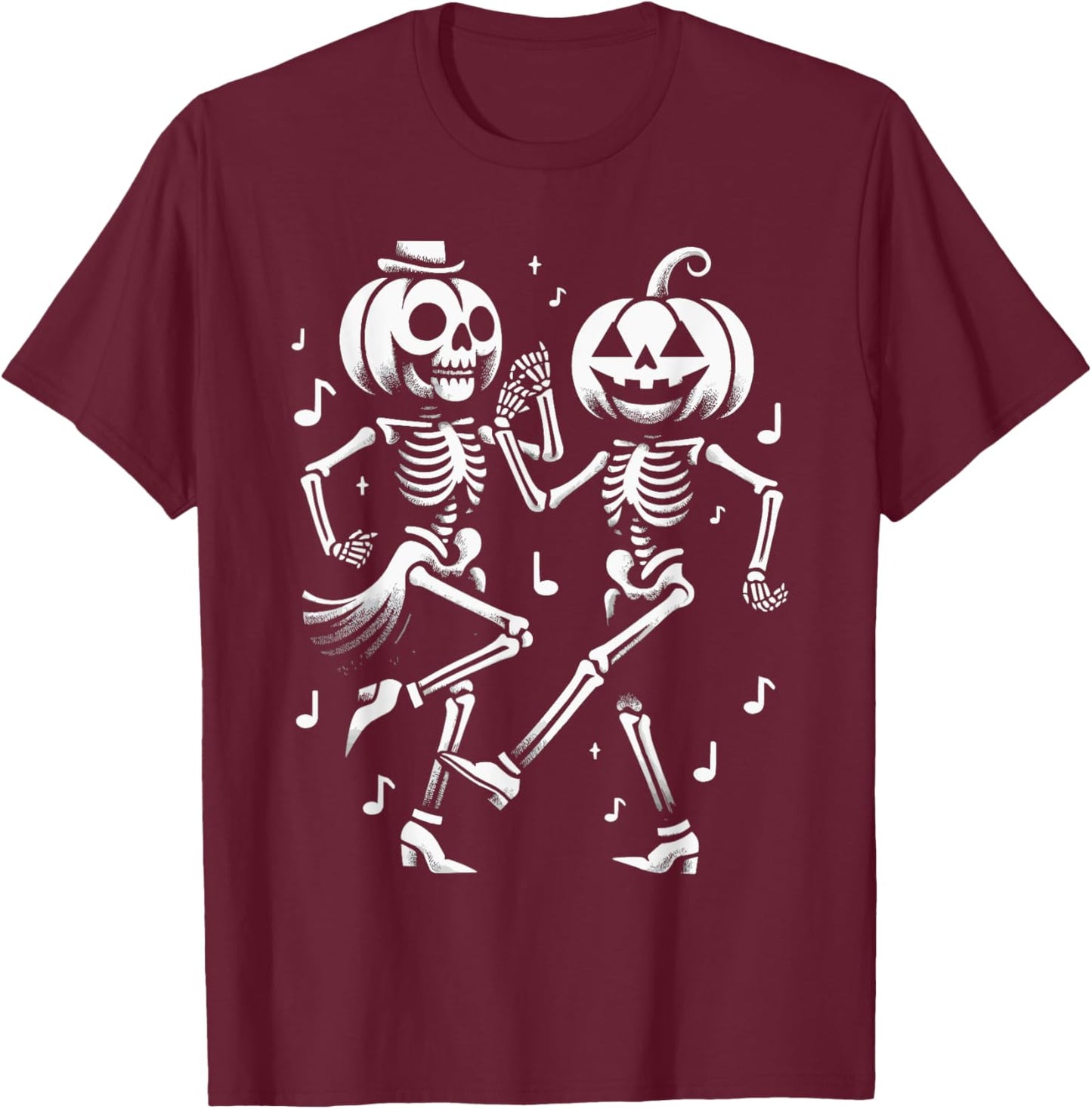 Pumpkin Skeleton Dancing Tap Dance Vantage Halloween T-Shirt - T-Shirt | Maroon