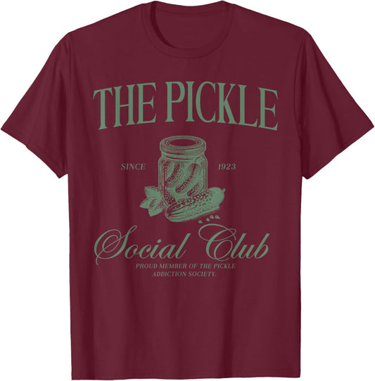 The Pickle Social Club Funny Canning Season Pickle Lover T-Shirt - T-Shirt | Maroon