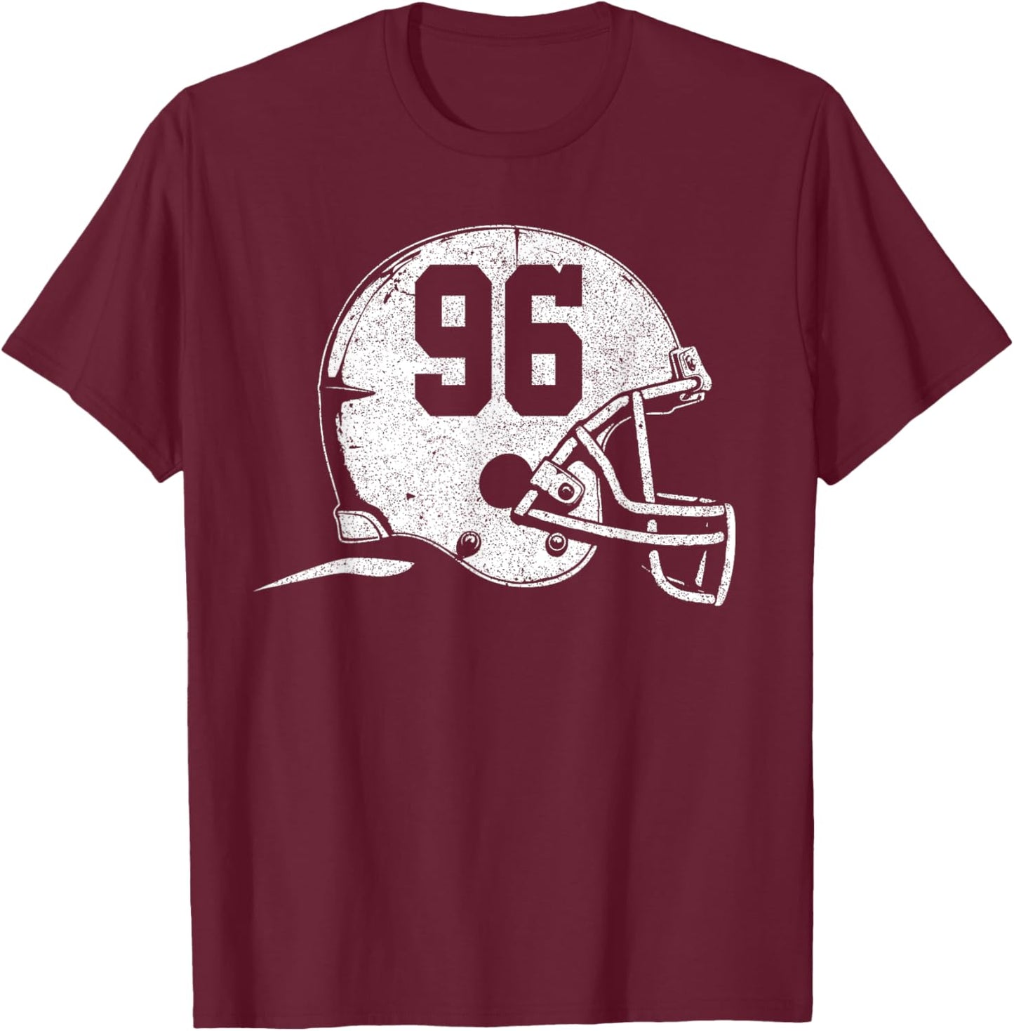 Number 96 Football Helmet Player Fun Number T-Shirt - T-Shirt | Maroon