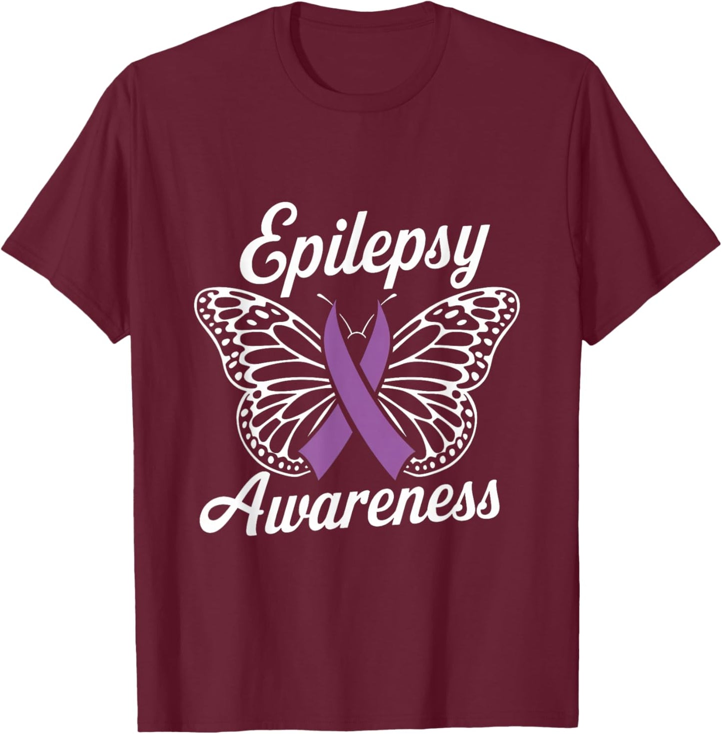 Epilepsy Awareness Month Purple Ribbon Advocate Epileptic T-Shirt - T-Shirt | Maroon