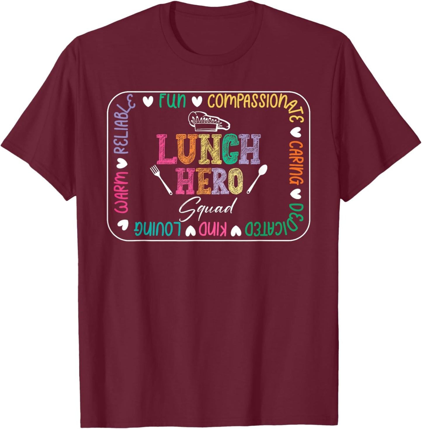 Cute Lunch Hero Squad Funny School Cafeteria Worker Cooking T-Shirt - T-Shirt | Maroon