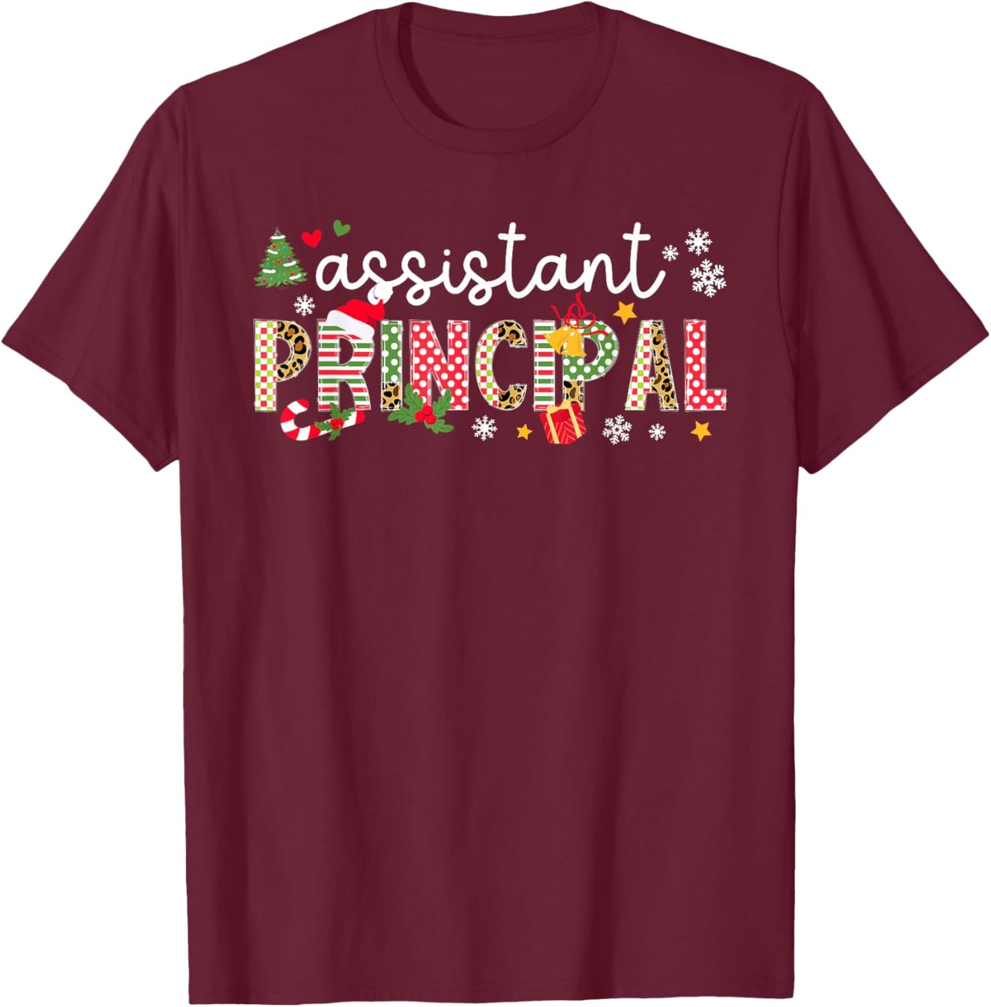 Assistant Principal Christmas Assistant Principal Xmas T-Shirt - T-Shirt | Maroon