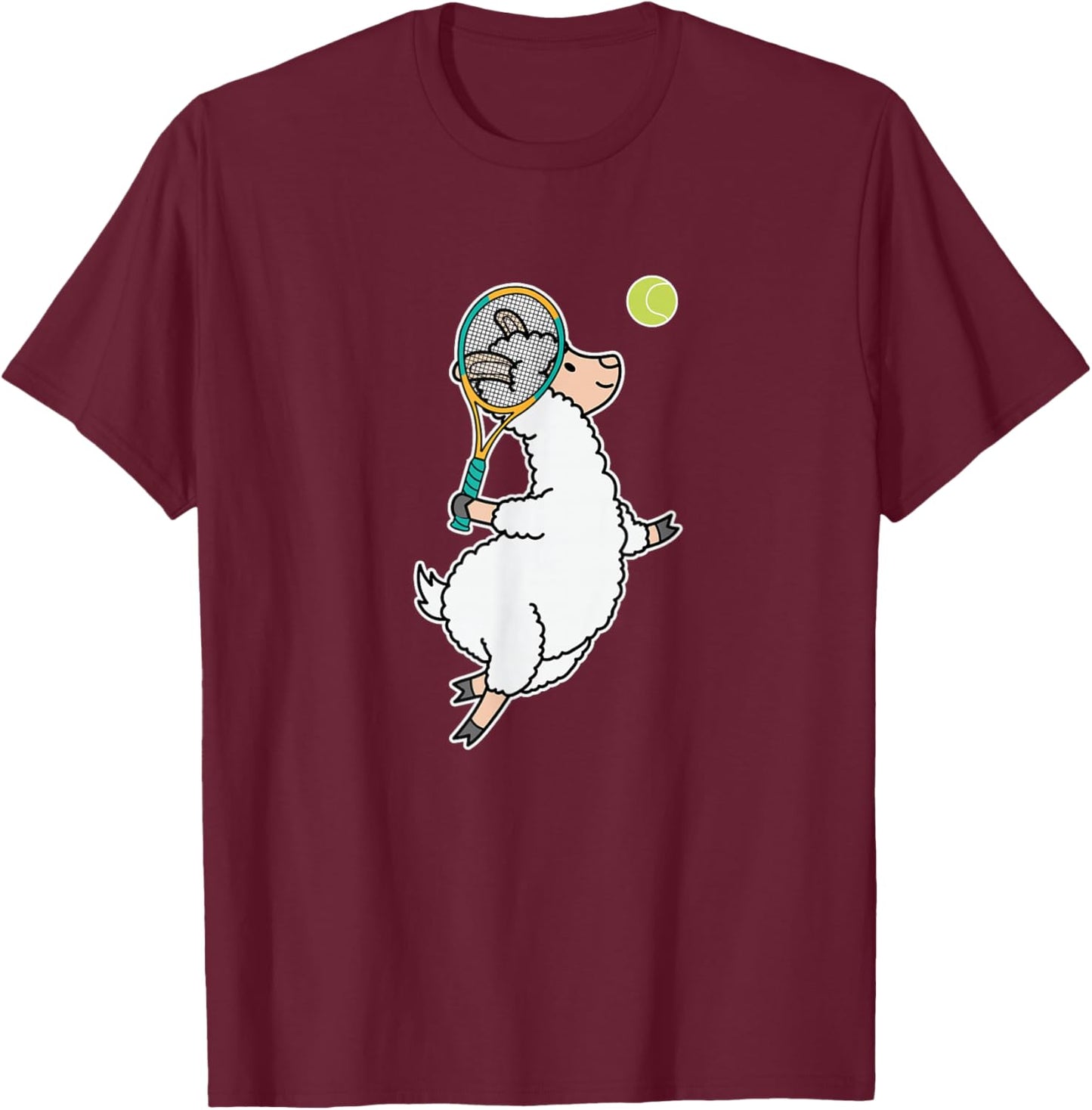 Llama plays Tennis T-Shirt - T-Shirt | Maroon