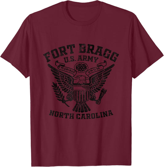 Fort Bragg US Military Base North Carolina NC Ft Bragg Gifts T-Shirt - T-Shirt | Maroon