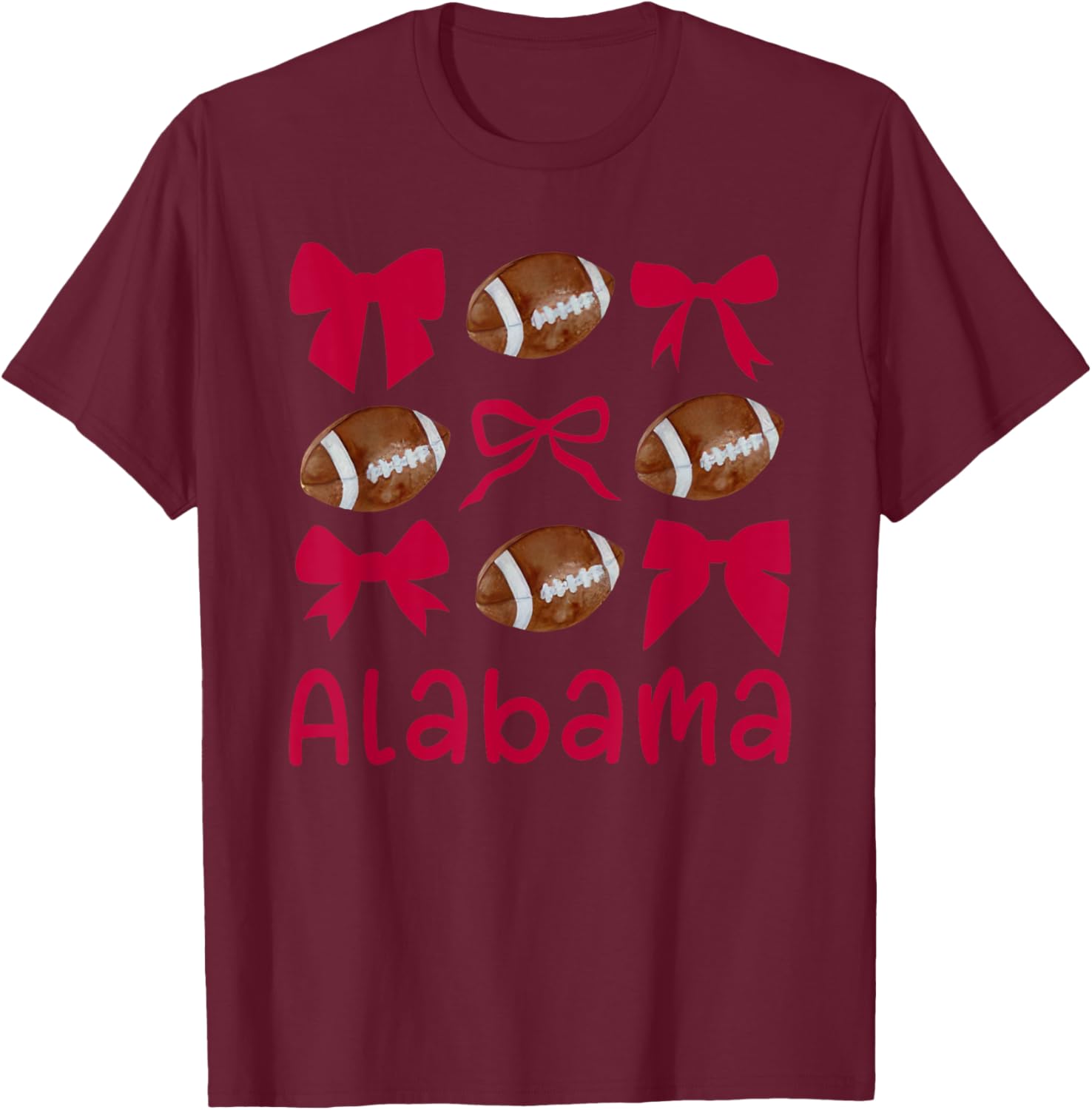 Alabama Women Girls Kids Sister Daughter Niece Coquette Bow T-Shirt - T-Shirt | Maroon