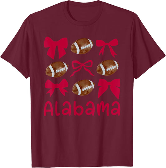 Alabama Women Girls Kids Sister Daughter Niece Coquette Bow T-Shirt - T-Shirt | Maroon
