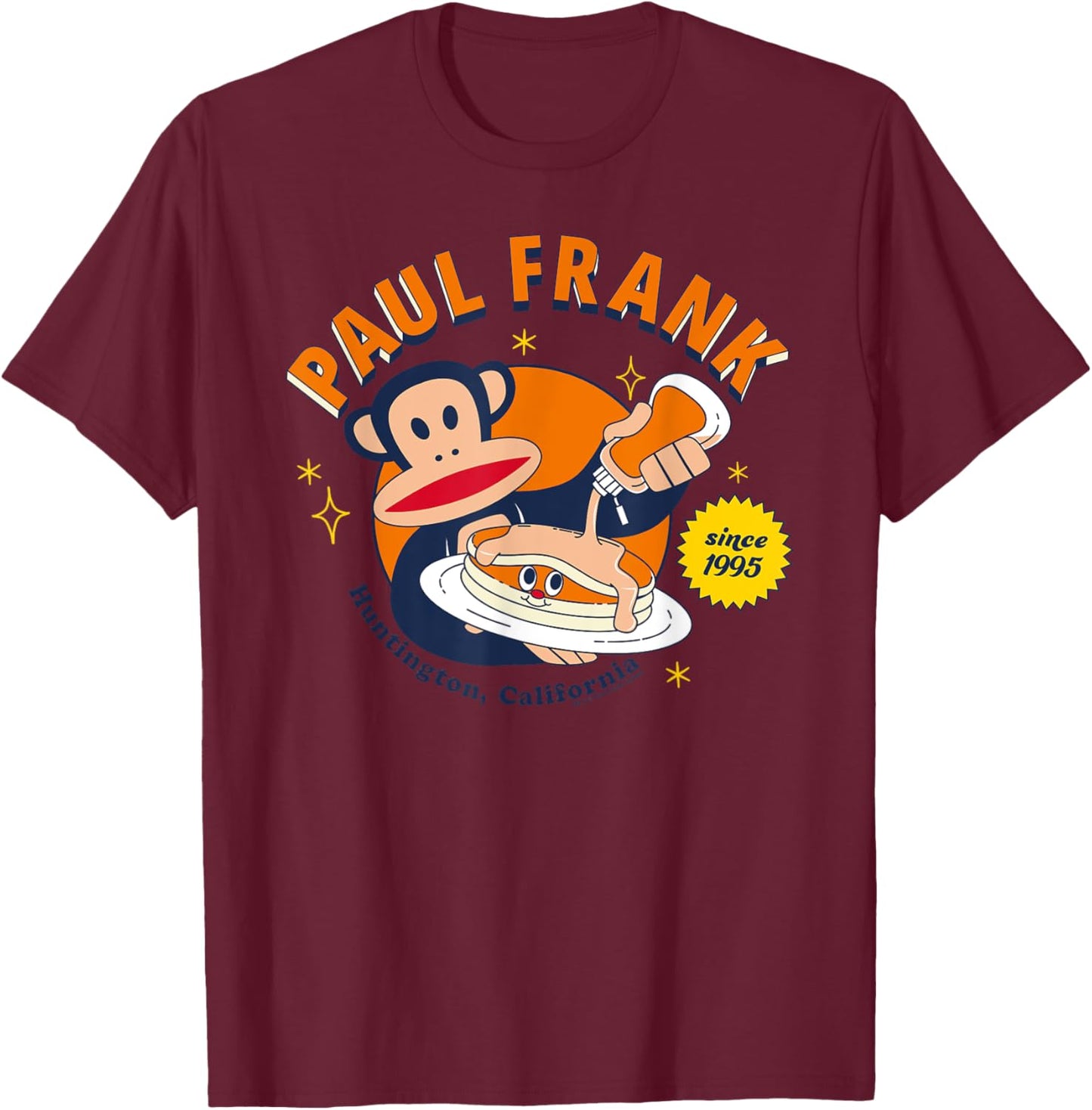 Paul Frank Julius The Monkey Pancakes Huntington California T-Shirt - T-Shirt | Maroon