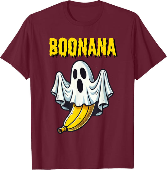 Funny Ghost Boo Banana Boonana Halloween Spooky Costume T-Shirt - T-Shirt | Maroon