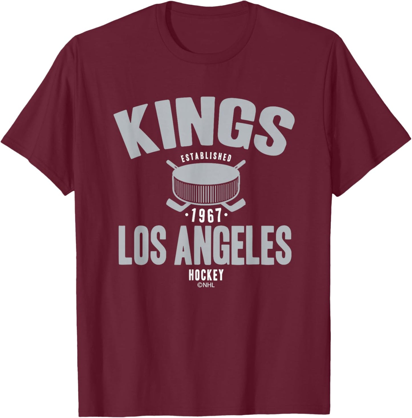 Los Angeles Kings Hockey Puck Black Officially Licensed T-Shirt - T-Shirt | Maroon