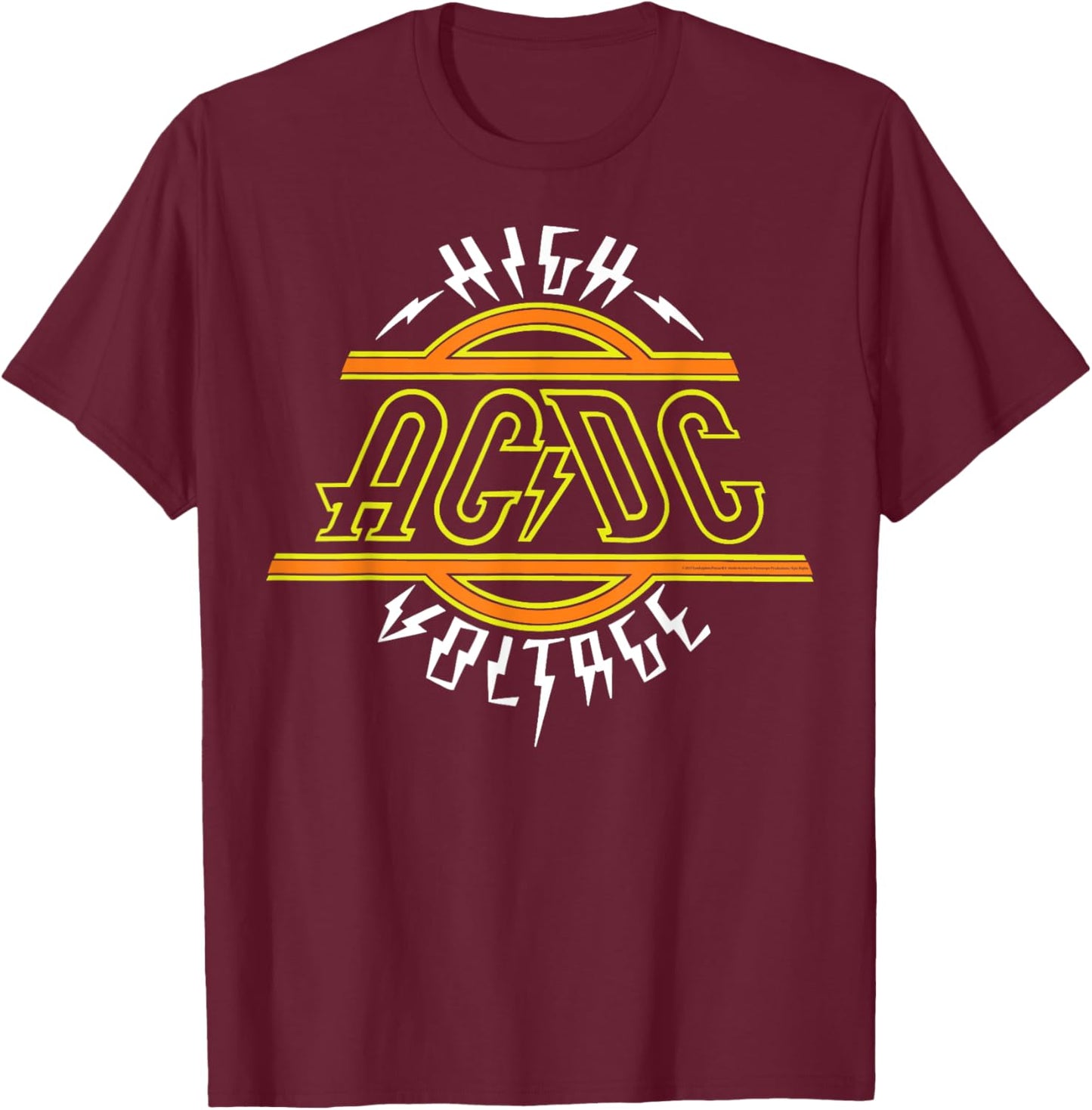 AC/DC - High Voltage Lightning T-Shirt - T-Shirt | Maroon
