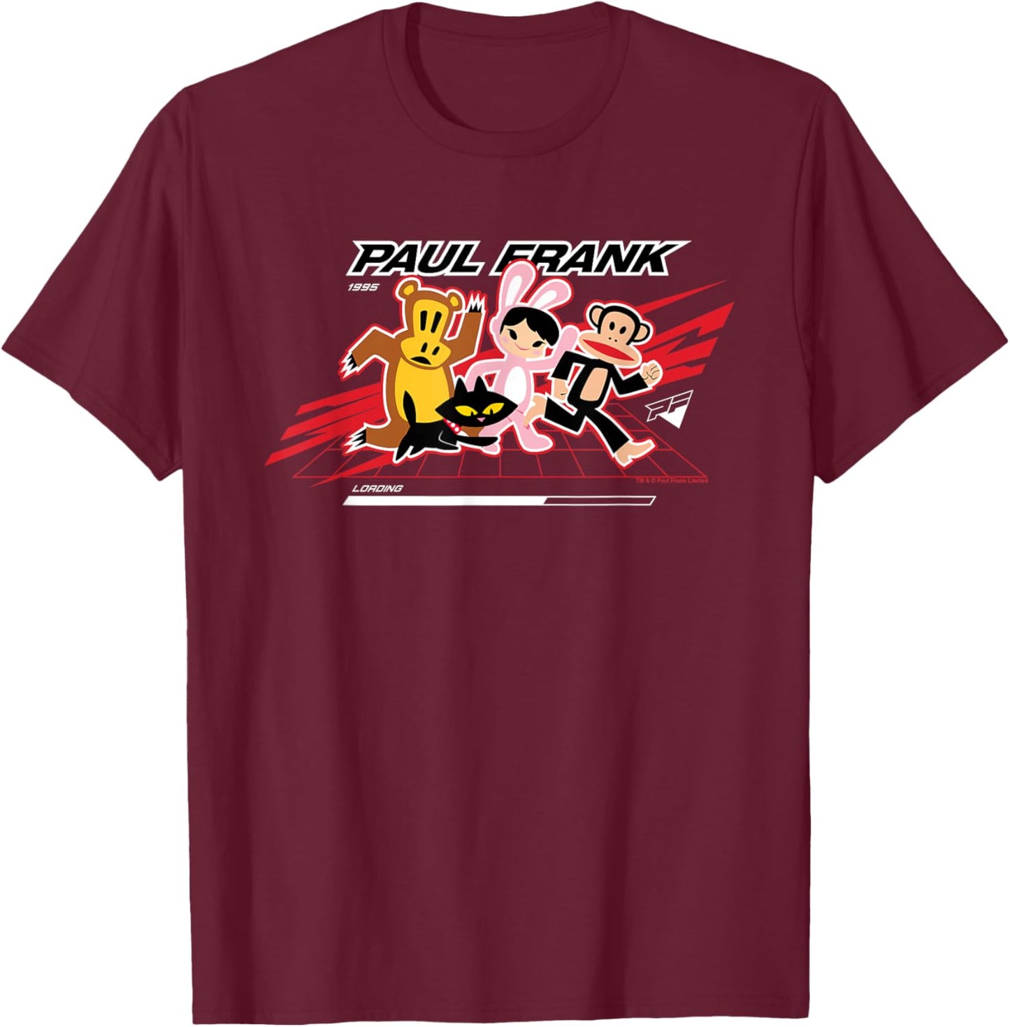 Paul Frank Gaming Julius The Monkey & Co Loading Screen T-Shirt - T-Shirt | Maroon