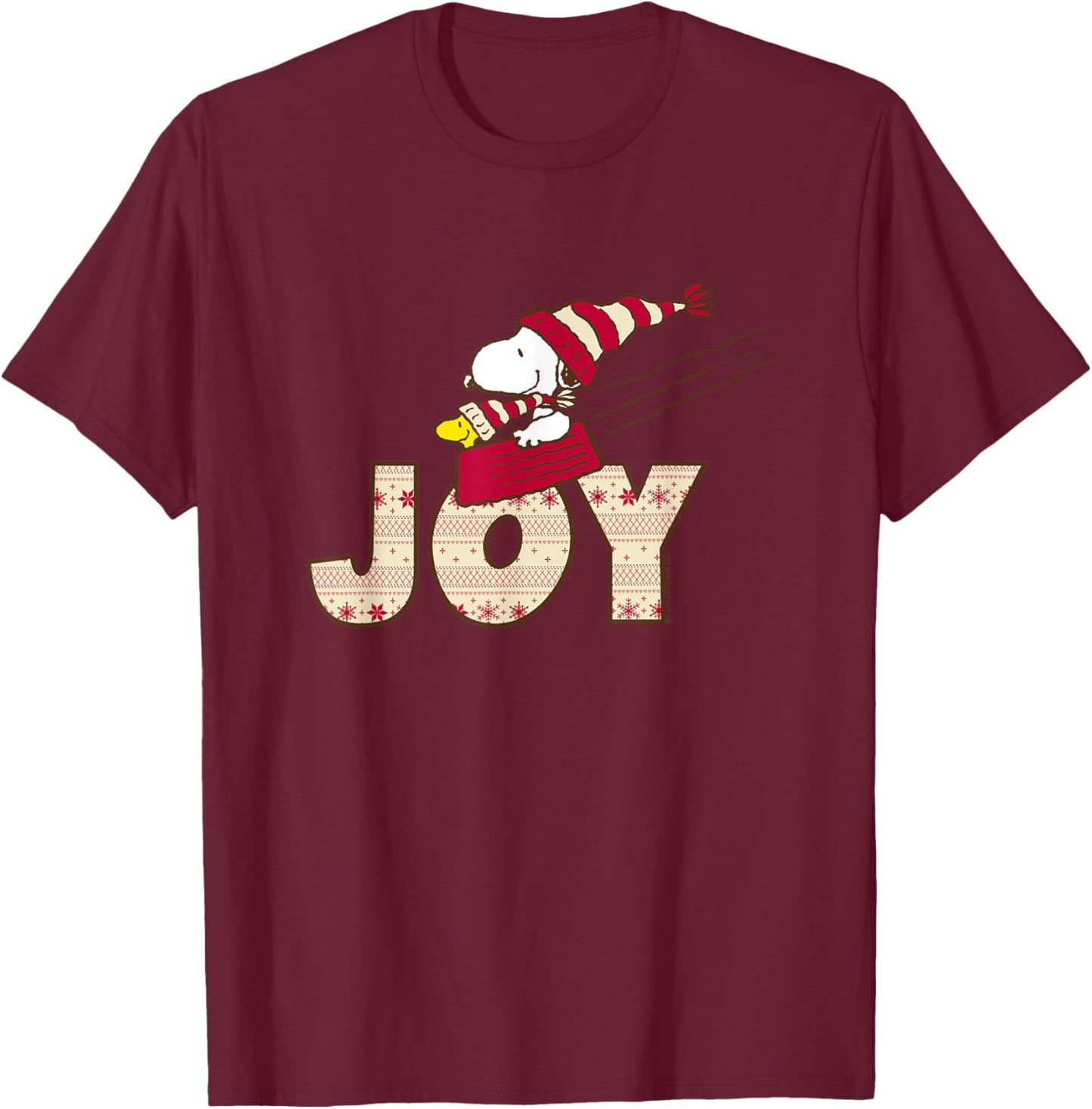 Peanuts Snoopy Christmas Joy T-Shirt - T-Shirt | Maroon