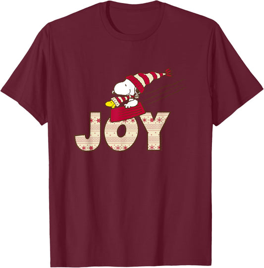 Peanuts Snoopy Christmas Joy T-Shirt - T-Shirt | Maroon