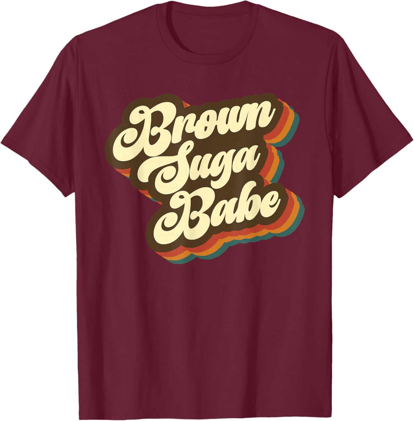Brown Suga Babe Afro Woman Vintage 70s 80s T-Shirt - T-Shirt | Maroon