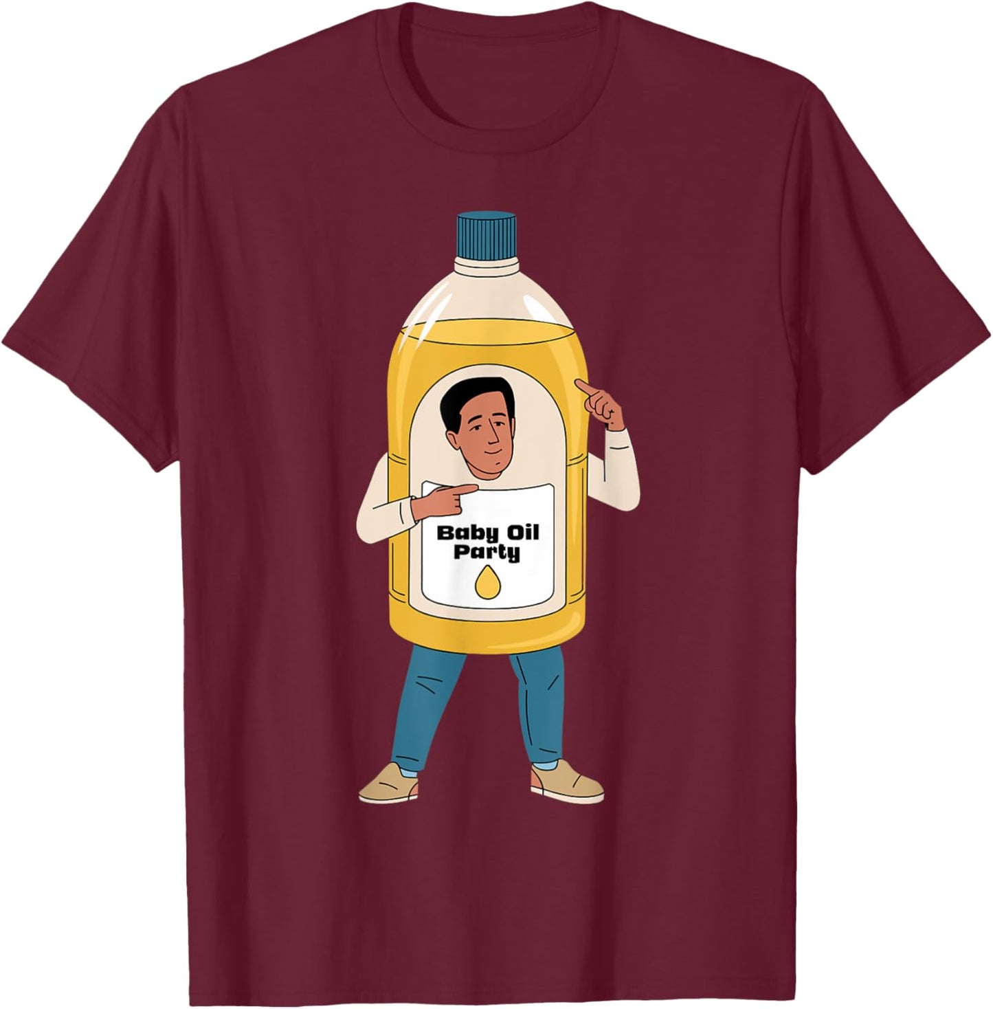 Organic Baby Oil Costume Adult Baby Powder Oil Perfume T-Shirt - T-Shirt | Maroon