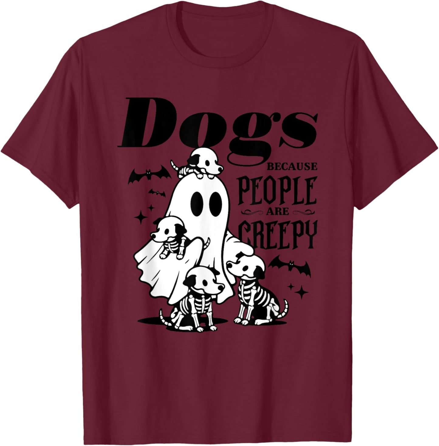 Dogs Because People Are Creepy, Ghost Chicken Halloween T-Shirt - T-Shirt | Maroon