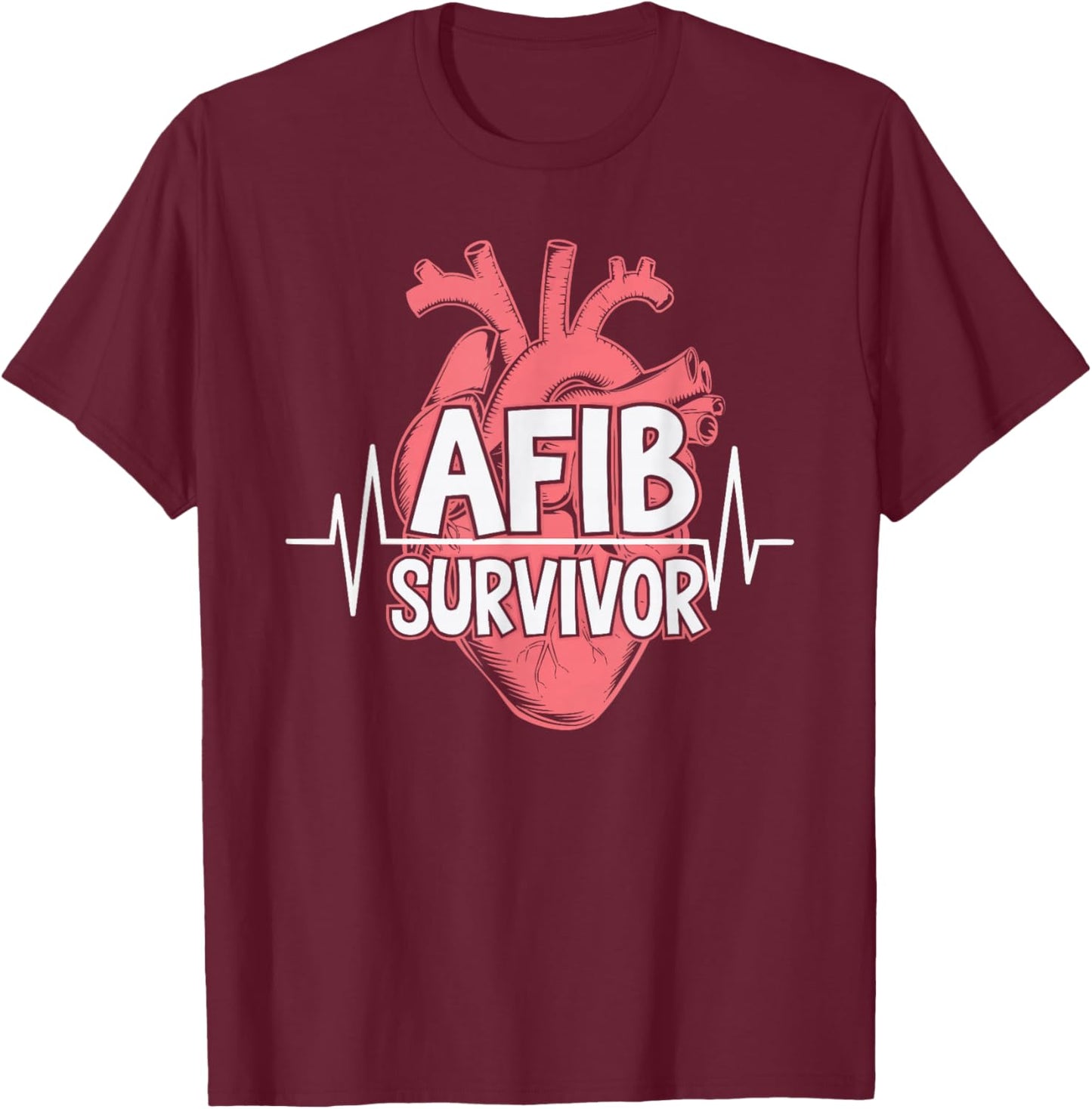 Atrial Fibrillation Medical Heart Disease Arrhythmia T-Shirt - T-Shirt | Maroon