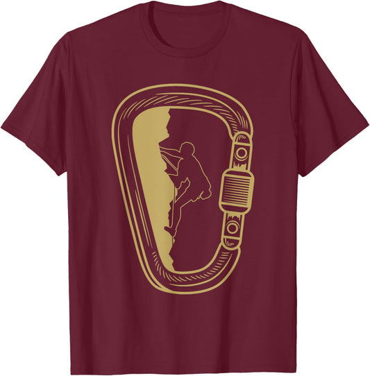 Funny Rock Climbing Carabiner Lovers Outfit Men Women Kids T-Shirt - T-Shirt | Maroon