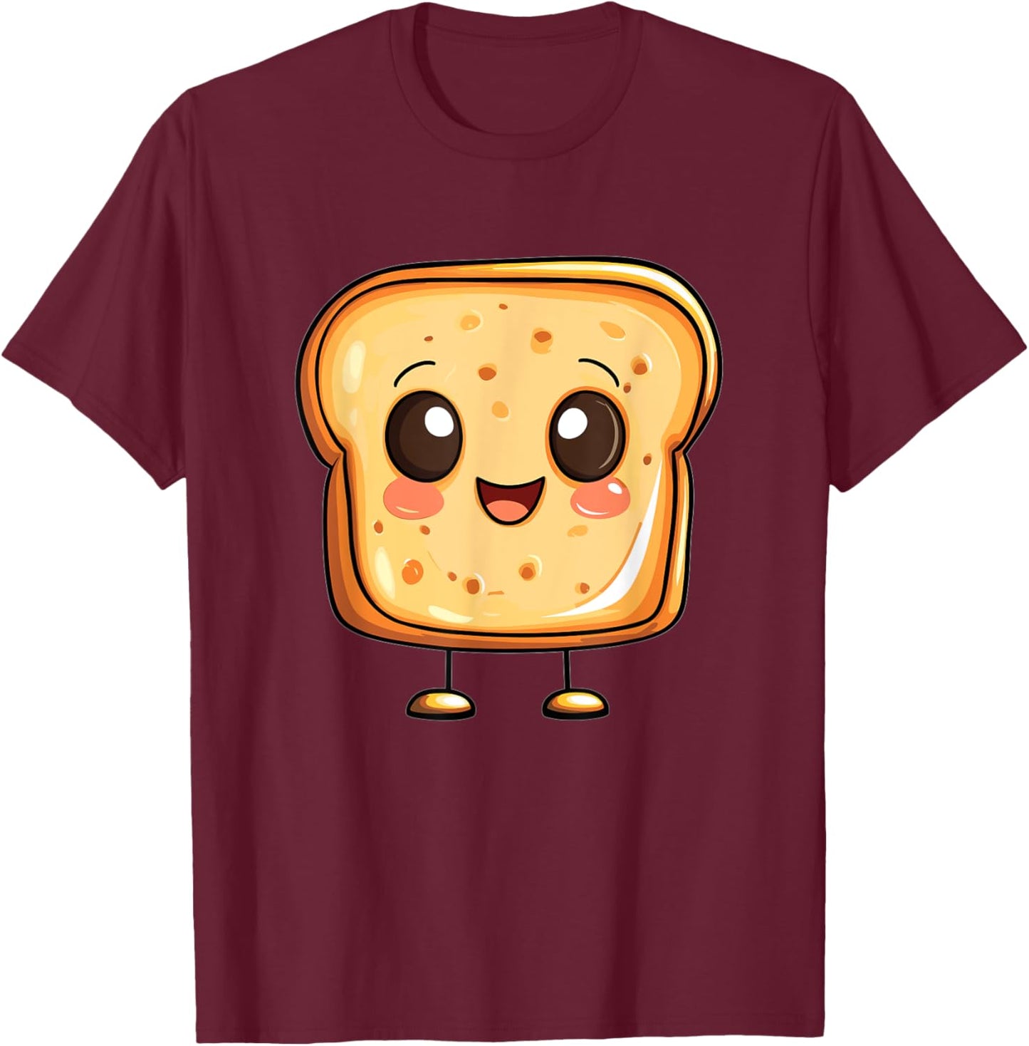 Adorable Toast Cartoon T-Shirt - T-Shirt | Maroon