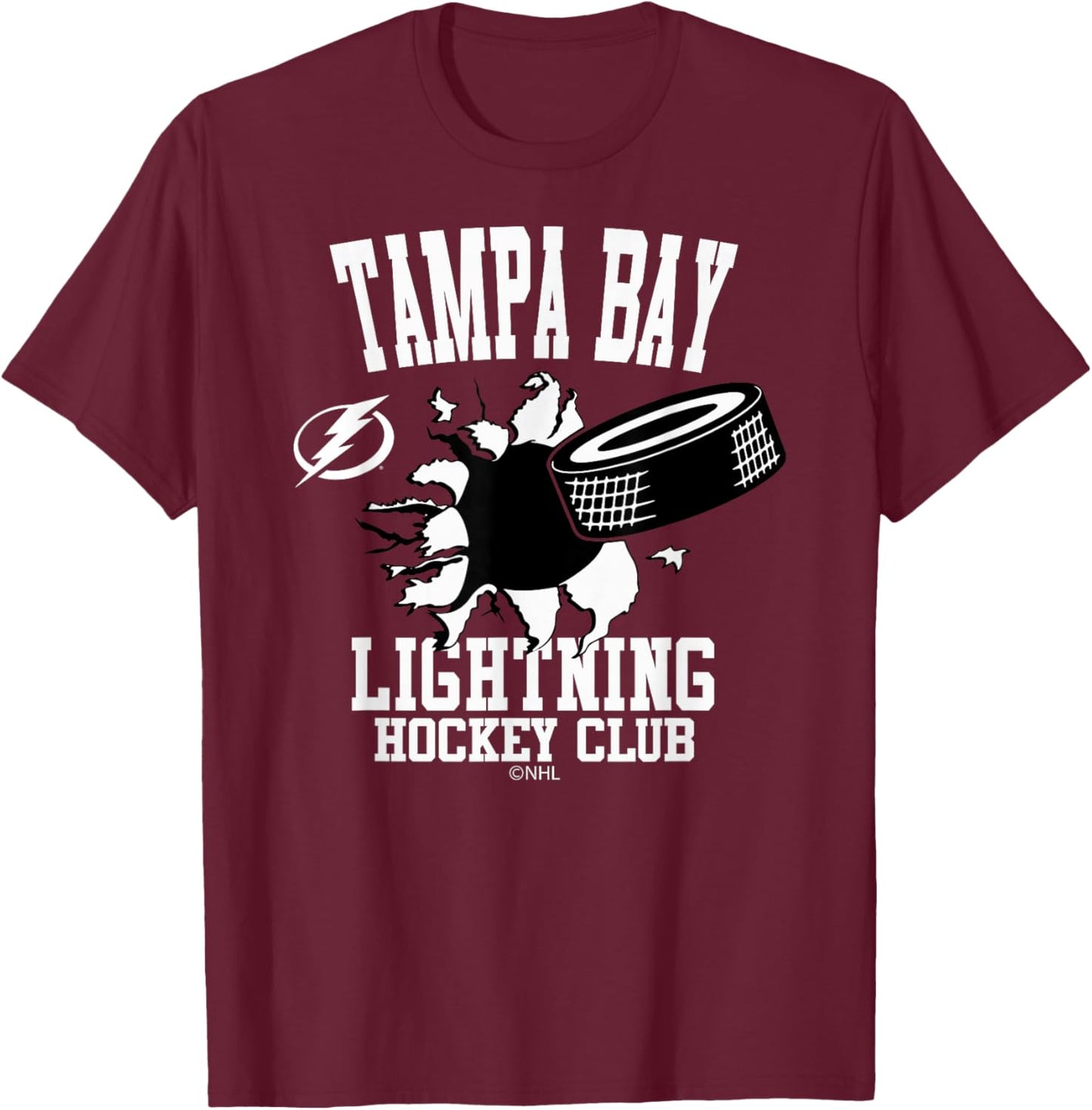 Tampa Bay Lightning Puck Burst Royal Officially Licensed T-Shirt - T-Shirt | Maroon