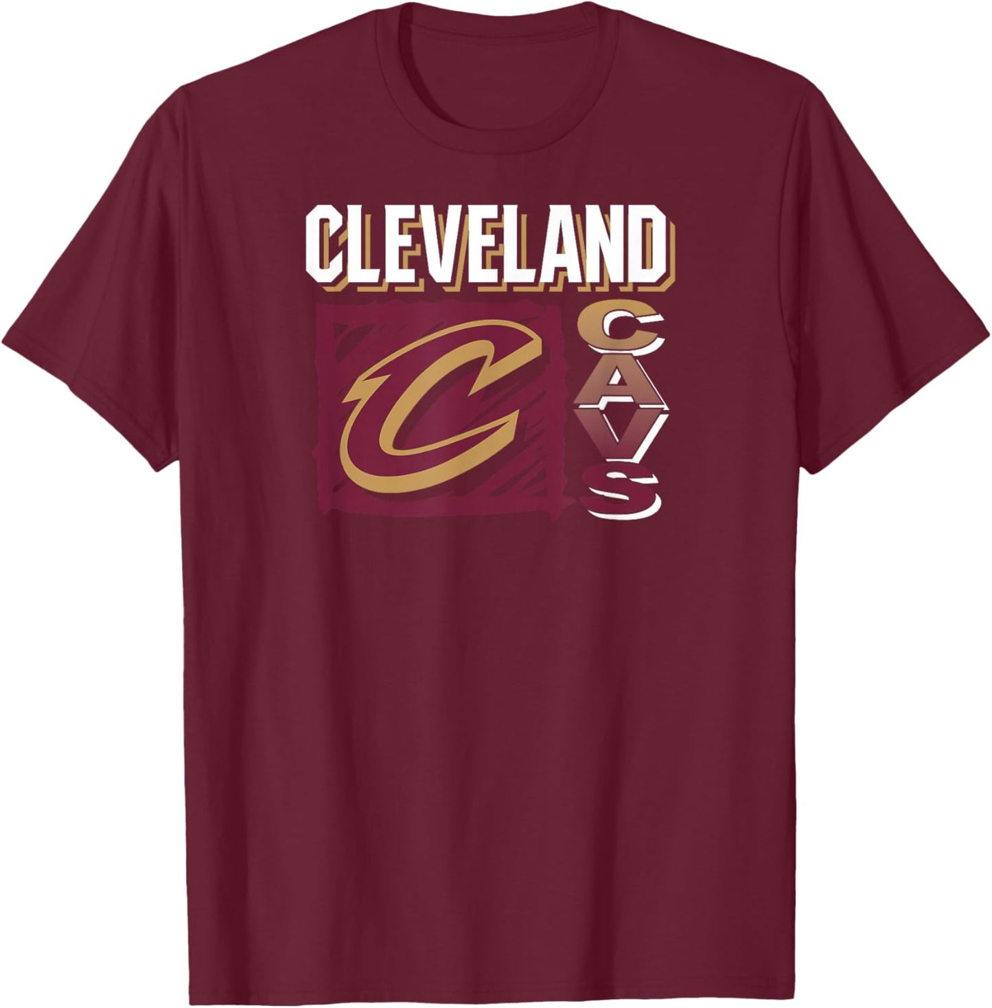 NBA - Cleveland Cavaliers Scribble Square Black T-Shirt - T-Shirt | Maroon