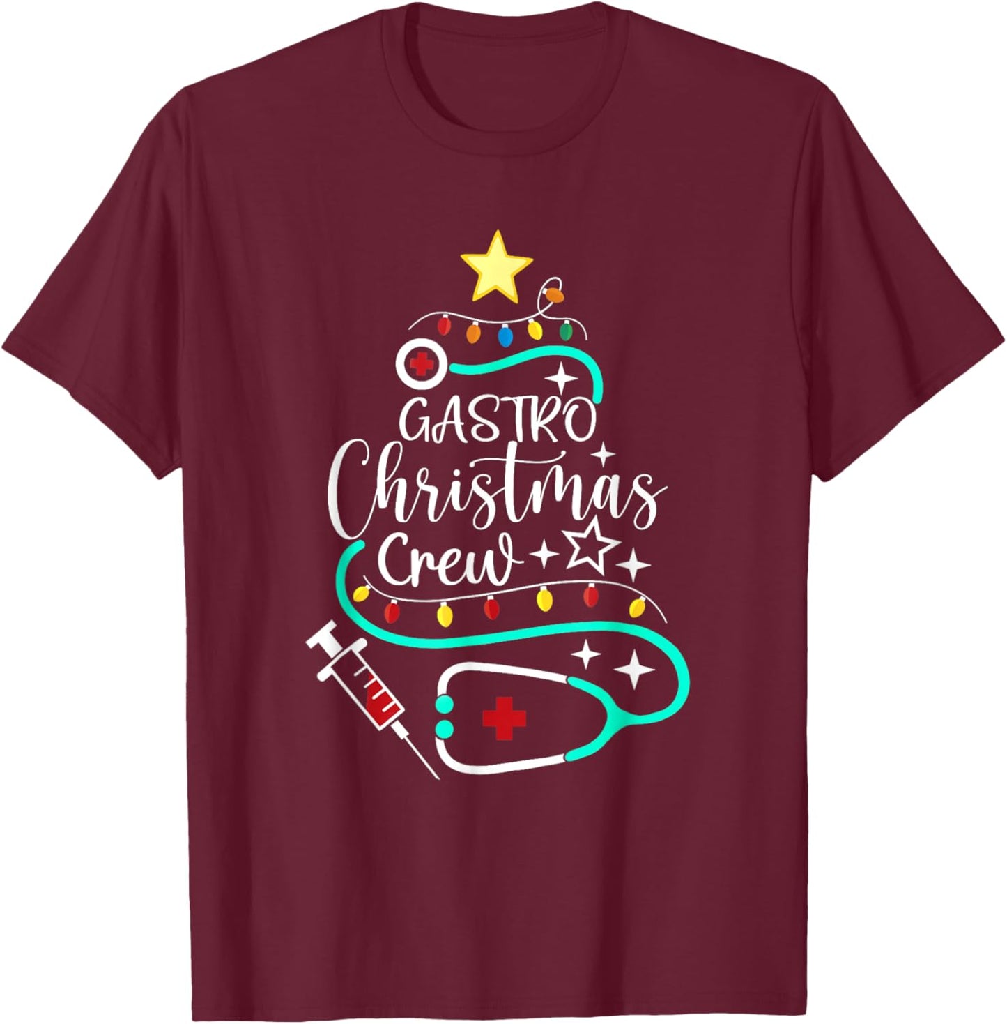 Gastro Christmas Crew Gastroenterology Nurse Endoscopy Techs T-Shirt - T-Shirt | Maroon