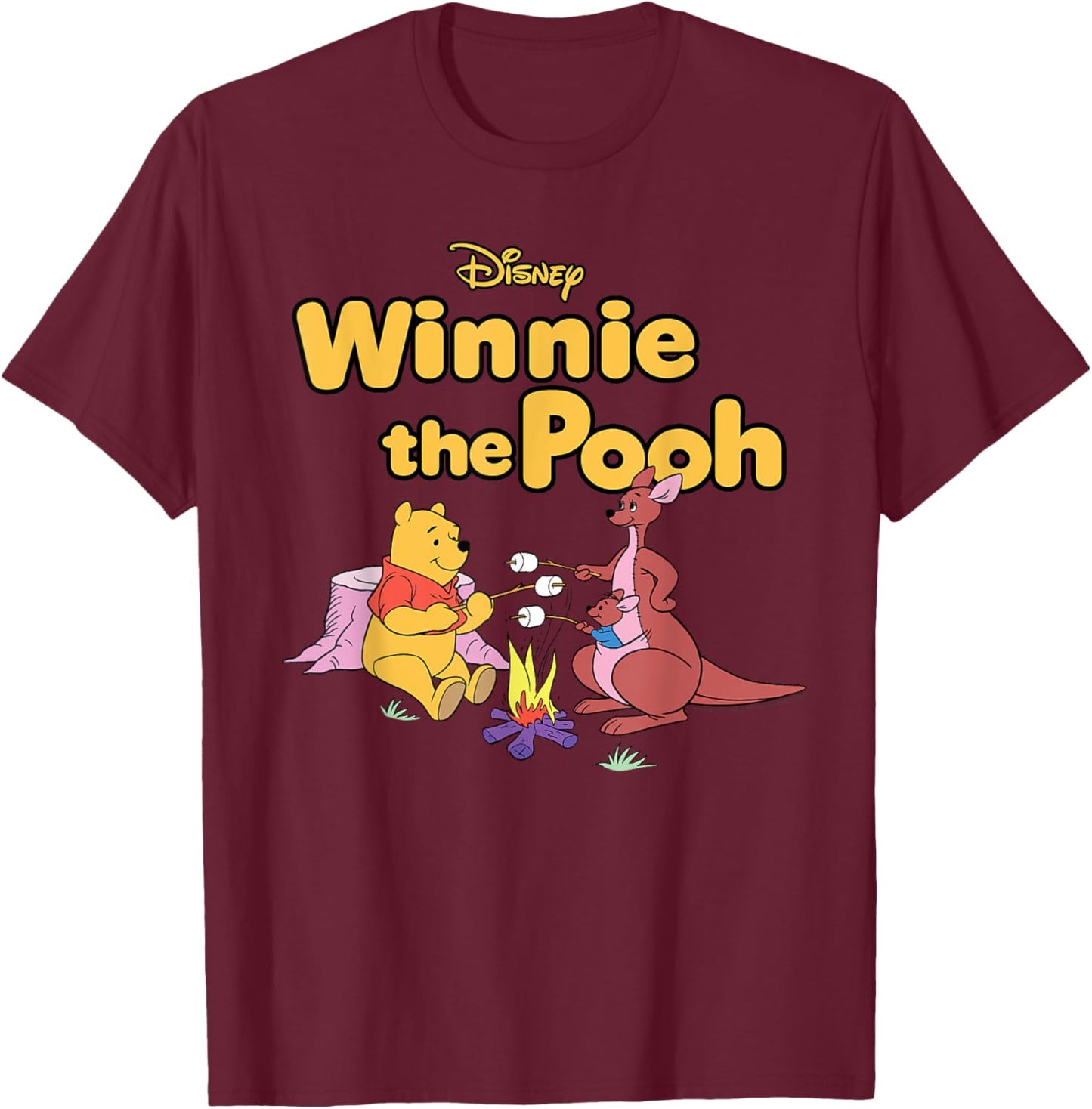Disney Winnie the Pooh Kanga and Roo Camping Marshmallows T-Shirt - T-Shirt | Maroon
