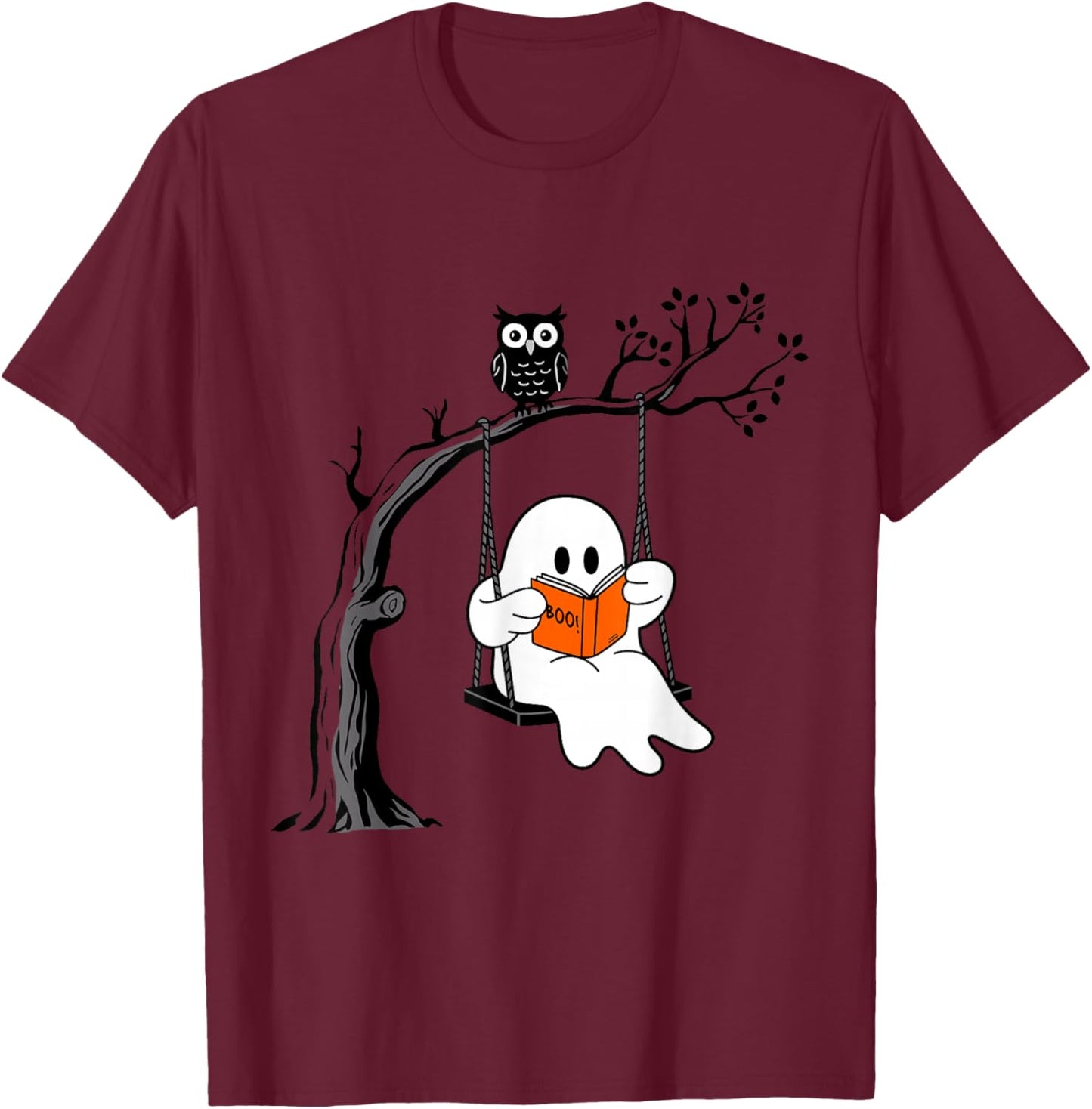 Halloween Ghost Swing Reading Vintage Costume Women Kids Men T-Shirt - T-Shirt | Maroon