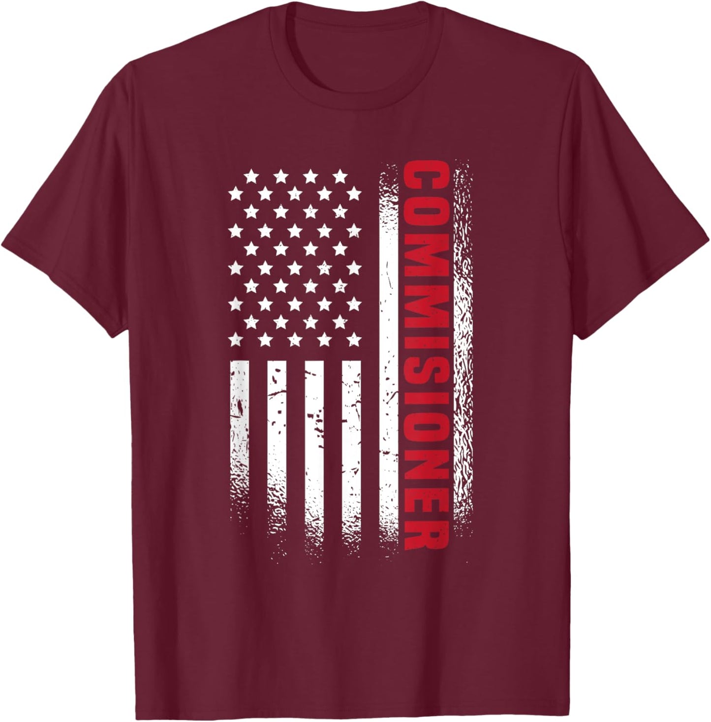 Fantasy Football Commissioner American Flag Fantasy Commish T-Shirt - T-Shirt | Maroon