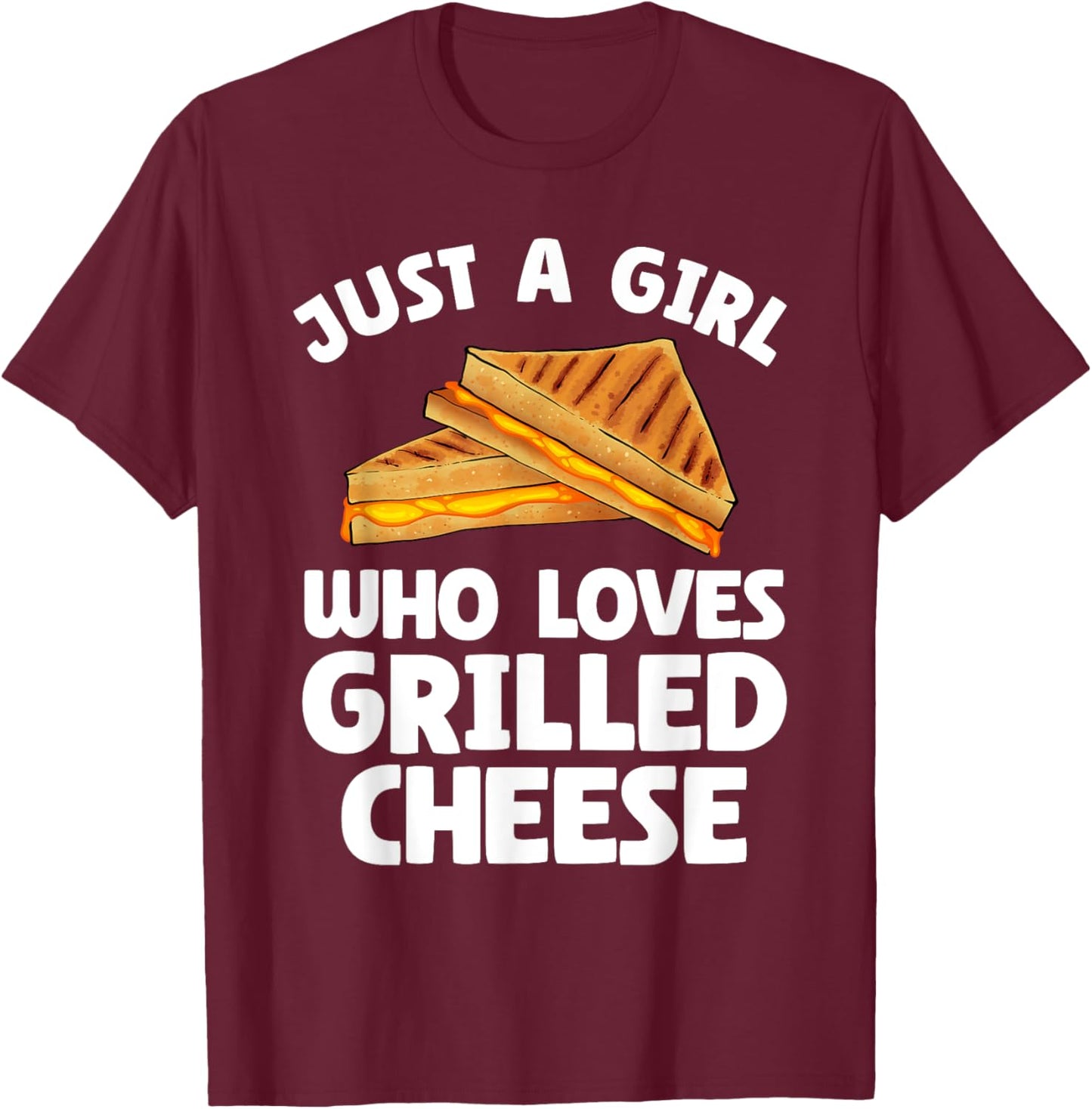 Grilled Cheese Art For Girls Women Grilled Cheese Sandwich T-Shirt - T-Shirt | Maroon