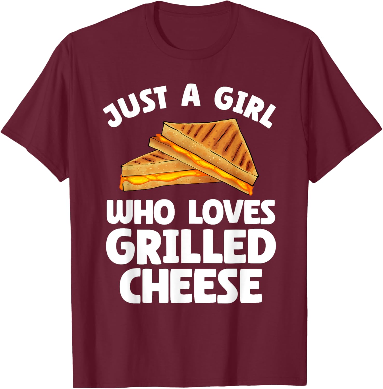 Grilled Cheese Art For Girls Women Grilled Cheese Sandwich T-Shirt - T-Shirt | Maroon