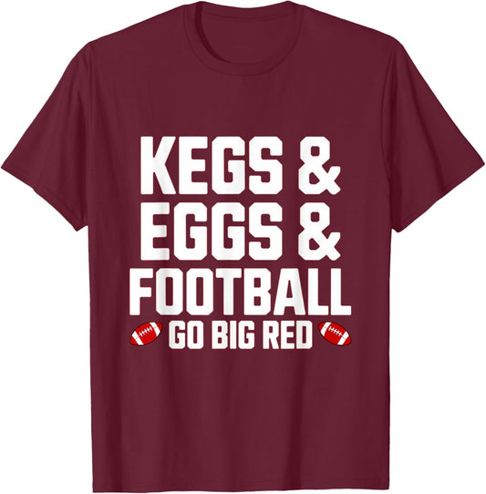 Kegs, Eggs & Football Let's Go Funny Red T-Shirt - T-Shirt | Maroon
