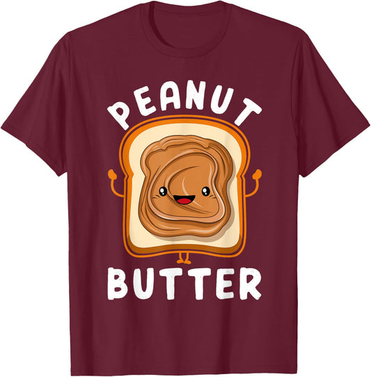 Kawaii Peanut Butter Jelly PB&J Halloween Matching Twins BFF T-Shirt - T-Shirt | Maroon