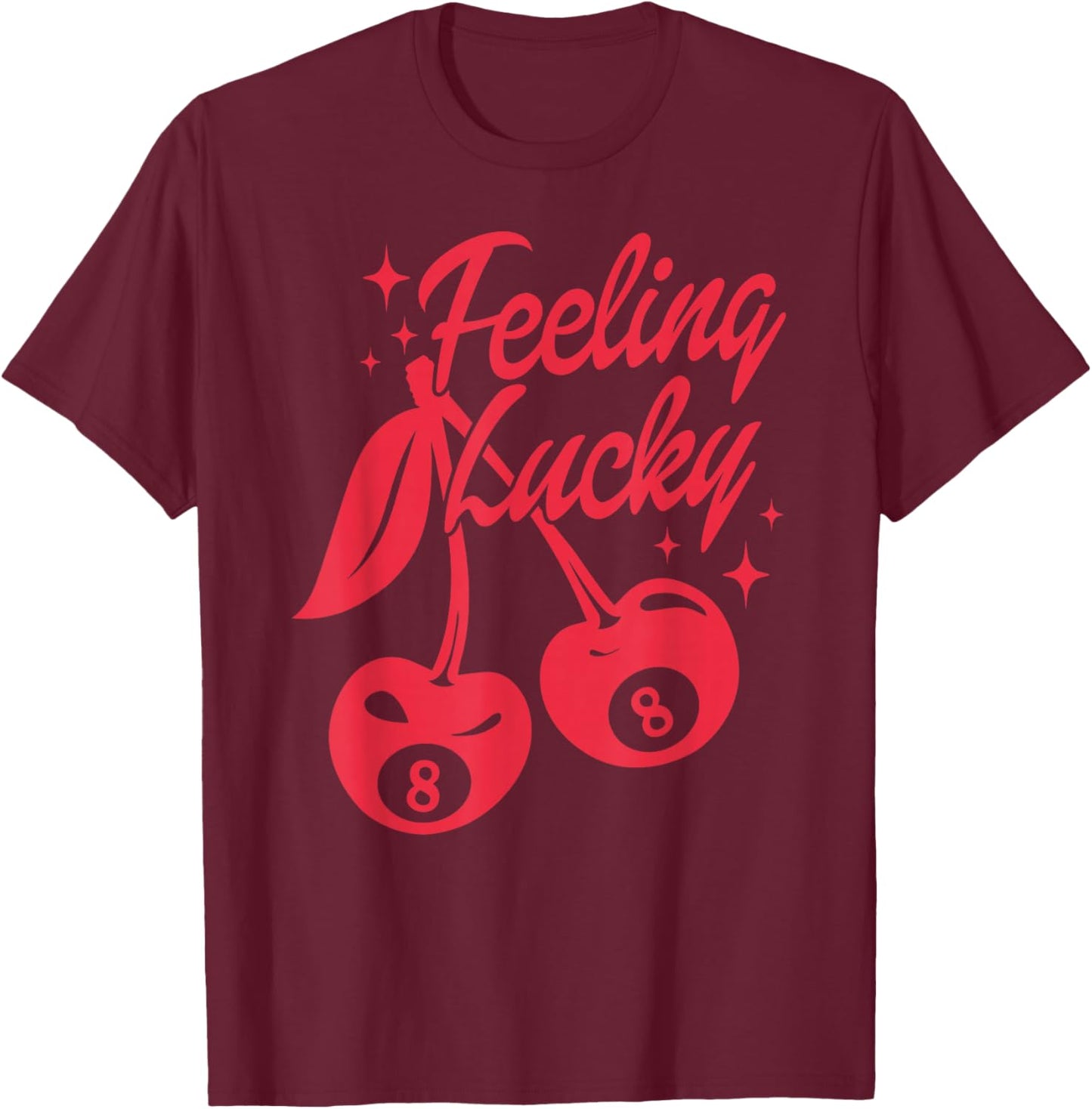 Feeling Lucky Cherry 8 Ball T-Shirt - T-Shirt | Maroon
